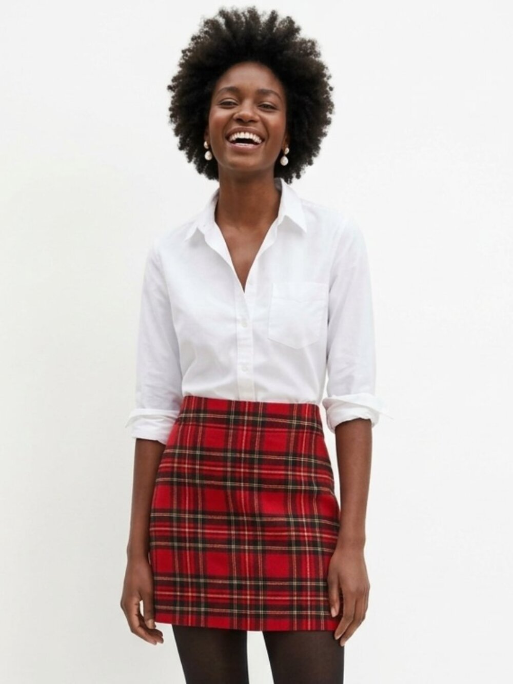 Women's J. Crew A-Line Wool Mini Skirt - Red Tartan Plaid - 2